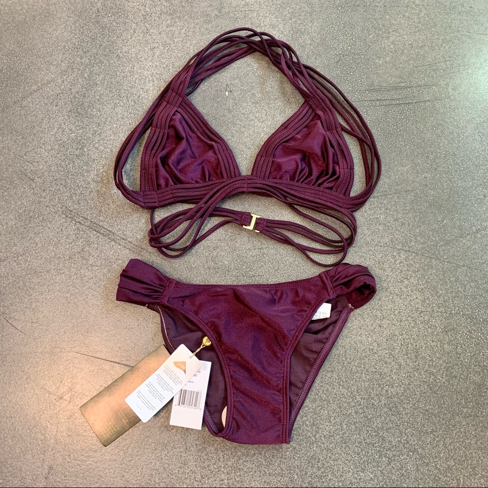 NEW Agua De Coco Purple Strappy Bikini